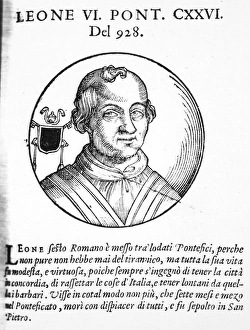 LEO VI d. 928. Pope, 928. Woodcut, Venetian, 1592 LEO VI d. 928. Pope, 928. Woodcut, Venetian, 1592