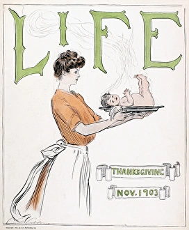 Life magazine cover, Thanksgiving, 1903. Drawing by Charles Dana Gibson Life magazine cover, Thanksgiving, 1903. Drawing by Charles Dana Gibson