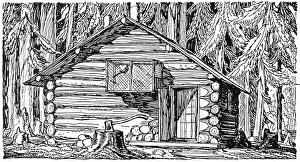 LOG CABIN, 20th CENTURY. Fox Island Cabin, Fox Island, Alaska, where the artist LOG CABIN, 20th CENTURY. Fox Island Cabin, Fox Island, Alaska, where the artist