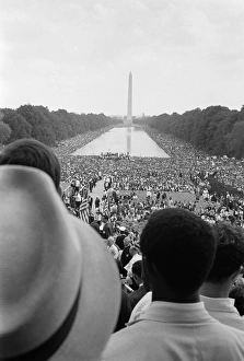 Looking out toward the reflecting pool and Washington Monument at the March on Washington Looking out toward the reflecting pool and Washington Monument at the March on Washington