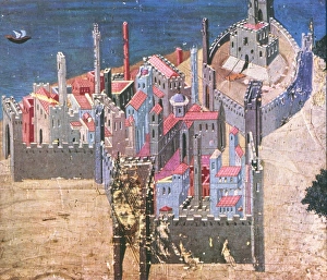 LORENZETTI: TOWN, c1340. View of a town. Tempera on wood LORENZETTI: TOWN, c1340. View of a town. Tempera on wood