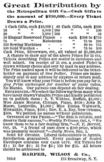 LOTTERY ADVERTISEMENT. From an American newspaper of 1869 LOTTERY ADVERTISEMENT. From an American newspaper of 1869