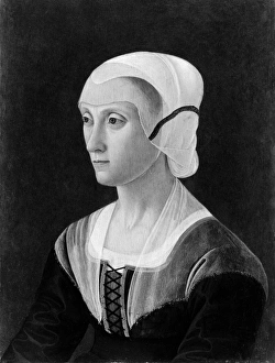 LUCREZIA TORNABUONI (1425-1482). Italian noblewoman. Painting by Domenico Ghirlandaio LUCREZIA TORNABUONI (1425-1482). Italian noblewoman. Painting by Domenico Ghirlandaio