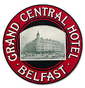 Luggage label from the Grand Central Hotel in Belfast, Ireland, early 20th century Luggage label from the Grand Central Hotel in Belfast, Ireland, early 20th century