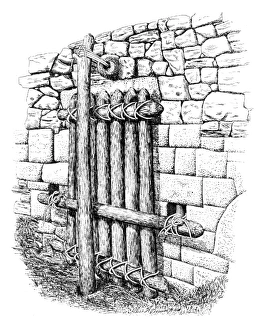 MACHU PICCHU: GATE. Artists reconstruction, based on Hiram Binghams notes, of MACHU PICCHU: GATE. Artists reconstruction, based on Hiram Binghams notes, of