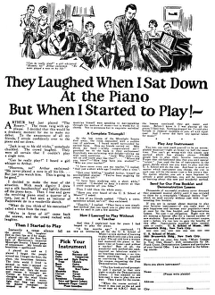 MAIL ORDER MUSIC LESSONS. American advertisement for the U MAIL ORDER MUSIC LESSONS. American advertisement for the U