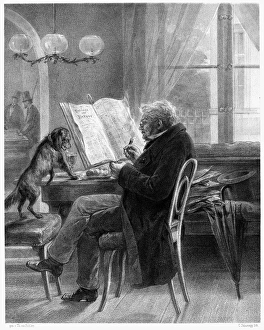MAN READING, 19th CENTURY. Under Protection of the Press MAN READING, 19th CENTURY. Under Protection of the Press