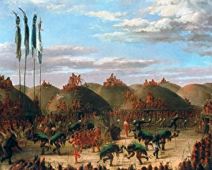 MANDAN BULL DANCE, 1832. Mandan Bull Dance. Oil by George Catlin on canvas, 1832 MANDAN BULL DANCE, 1832. Mandan Bull Dance. Oil by George Catlin on canvas, 1832