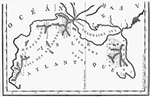 MAP OF ATLANTIS. Map of Atlantis from Jean Baptiste Bory de St MAP OF ATLANTIS. Map of Atlantis from Jean Baptiste Bory de St
