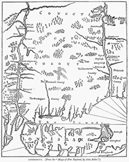 MAP: CONNECTICUT, 1661. Map of Connecticut in 1661, from John Sellers contemporary Map of MAP: CONNECTICUT, 1661. Map of Connecticut in 1661, from John Sellers contemporary Map of