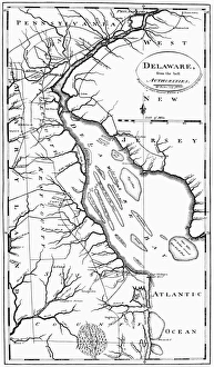 MAP OF DELAWARE, 1795. William Barkers map of Delaware, first published in Carey's MAP OF DELAWARE, 1795. William Barkers map of Delaware, first published in Carey's