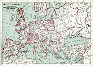 MAP OF EUROPE, 12th CENTURY. A 19th century map of Europe as it was politically constituted in