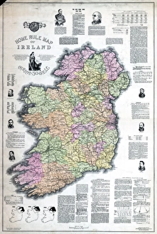 MAP: IRELAND, 1893. Home Rule Map of Ireland, illustrated with Irish politicians MAP: IRELAND, 1893. Home Rule Map of Ireland, illustrated with Irish politicians
