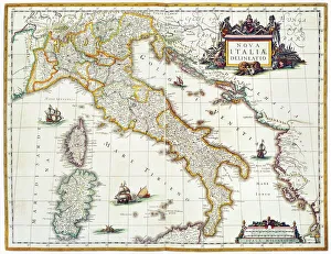 MAP OF ITALY, 1631. Map of Italy, 1631, by Johannes Blaeu based on a map by Giovanni MAP OF ITALY, 1631. Map of Italy, 1631, by Johannes Blaeu based on a map by Giovanni