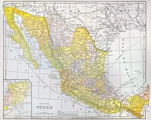 MAP: MEXICO. Color engraving, American, c1900