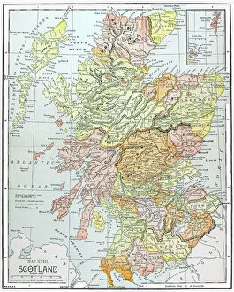 MAP: SCOTLAND. Line engraving, 19th century