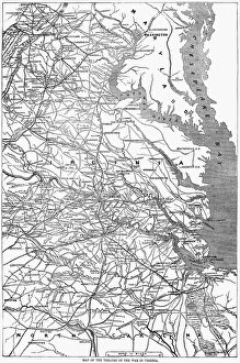 MAP: VIRGINIA, 1862. 'Map of the theatre of the war in Virginia.' Engraving, 1862 MAP: VIRGINIA, 1862. 'Map of the theatre of the war in Virginia.' Engraving, 1862