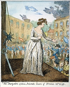 MARIE ANTOINETTE at the guillotine, 1793. Colored etching by George Cruikshank MARIE ANTOINETTE at the guillotine, 1793. Colored etching by George Cruikshank