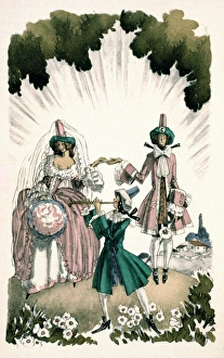 MARRIAGE OF CANDIDE. The marriage of Candide and Cunegonde. Illustration from Voltaires Candide MARRIAGE OF CANDIDE. The marriage of Candide and Cunegonde. Illustration from Voltaires Candide