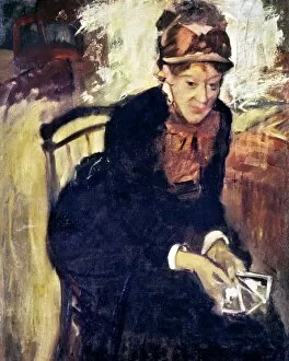 MARY CASSATT (1845-1926). Oil on canvas, c1880, by Edgar Degas