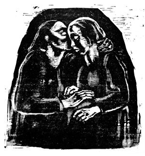 MARY AND ELIZABETH, 1928. Woodcut by Kathe Kollwitz. EDITORIAL USE ONLY MARY AND ELIZABETH, 1928. Woodcut by Kathe Kollwitz. EDITORIAL USE ONLY