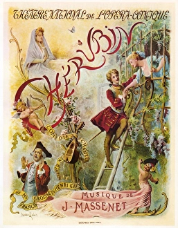 MASSENET: CHERUBIN. French lithograph poster, 1905, for Jules Massenets opera Cherubin MASSENET: CHERUBIN. French lithograph poster, 1905, for Jules Massenets opera Cherubin