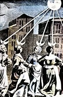 MENTAL ILLNESS. The moon affecting womens minds. Detail of a French engraving, 17th century