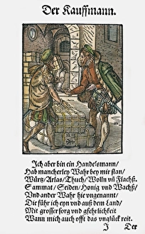 MERCHANT, 1568. Woodcut, 1568, by Jost Amman MERCHANT, 1568. Woodcut, 1568, by Jost Amman