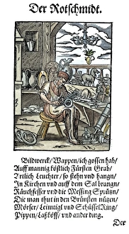 METALWORKER, 1568. Woodcut, 1568, by Jost Amman METALWORKER, 1568. Woodcut, 1568, by Jost Amman