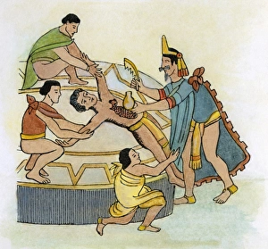MEXICO: AZTEC SACRIFICE. Human sacrifice, after an Aztec Codex MEXICO: AZTEC SACRIFICE. Human sacrifice, after an Aztec Codex