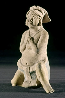 MEXICO: MAYAN FIGURE. Ceramic kneeling figure. Mayan, from Jaina, Campeche, Mexico MEXICO: MAYAN FIGURE. Ceramic kneeling figure. Mayan, from Jaina, Campeche, Mexico