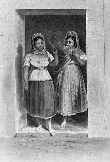 MEXICO: WOMEN. Women smoking in a doorway in a Mexican village. Engraving by A MEXICO: WOMEN. Women smoking in a doorway in a Mexican village. Engraving by A