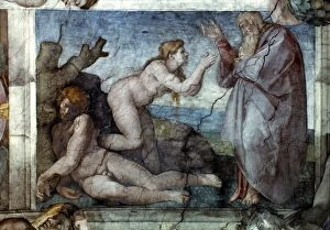 MICHELANGELO: EVE. Creation of Eve. Sistine Chapel ceiling, fresco, 1509-12