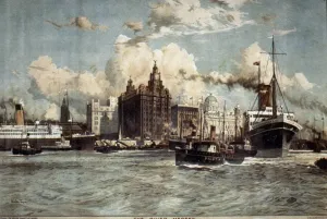 River Mersey Prints: Print of the River Mersey at Liverpool, England