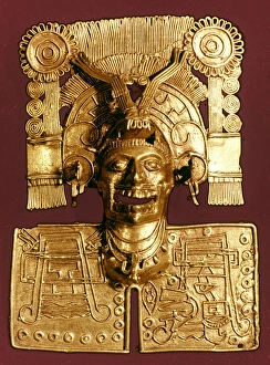 MIXTEC: GOD OF THE DEAD. Gold pendant of Mictlantecuhtli, god of the dead. Mixtec, c1400 MIXTEC: GOD OF THE DEAD. Gold pendant of Mictlantecuhtli, god of the dead. Mixtec, c1400
