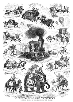 MODES OF TRAVELLING. 'Various Modes of Travelling in the World.' Wood engraving MODES OF TRAVELLING. 'Various Modes of Travelling in the World.' Wood engraving