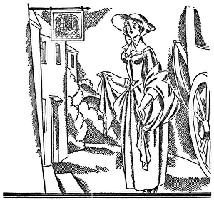 MOLL FLANDERS. Drawing by John Austen (1886-1948) for a 20th century edition of MOLL FLANDERS. Drawing by John Austen (1886-1948) for a 20th century edition of