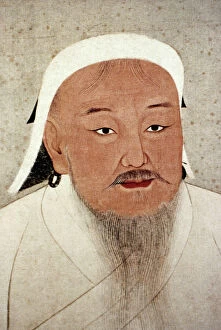 Silk Gallery: Mongol conqueror. Chinese silk album leaf, Yuan Dynasty
