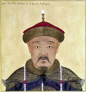 Mongol khan and founder of Mongol dynasty in China. Chinese painting Mongol khan and founder of Mongol dynasty in China. Chinese painting
