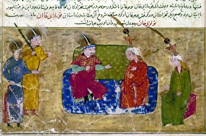 MONGOL KHAN AND WIVES. Tolui Khan, reigned 1227-1229, with two of his wives and two sons MONGOL KHAN AND WIVES. Tolui Khan, reigned 1227-1229, with two of his wives and two sons