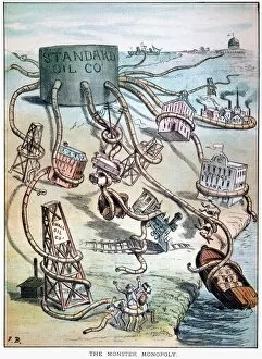 Monster Monopoly. American cartoon, 1884, attacking John D. Rockefellers Standard Oil Company