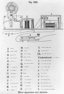 Morse Code Print: Wood Engraving of Telegraph Machine