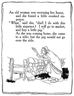 MOTHER GOOSE, 1913. An old woman was sweeping her house MOTHER GOOSE, 1913. An old woman was sweeping her house