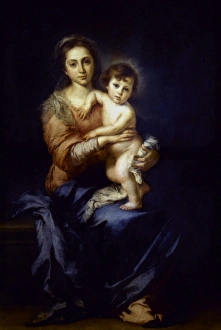 MURILLO: MADONNA. Madonna and Child. Canvas, c1650, by Bartolome Murillo MURILLO: MADONNA. Madonna and Child. Canvas, c1650, by Bartolome Murillo