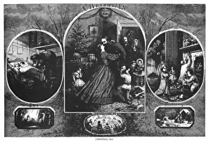 NAST: CHRISTMAS, 1863. Scenes of Christmas during the Civil War. Engraving by Thomas Nast NAST: CHRISTMAS, 1863. Scenes of Christmas during the Civil War. Engraving by Thomas Nast