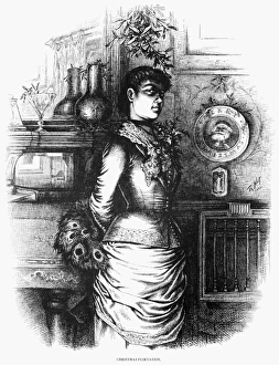 NAST: CHRISTMAS, 1882. Christmas Flirtation. Engraving by Thomas Nast, 1882 NAST: CHRISTMAS, 1882. Christmas Flirtation. Engraving by Thomas Nast, 1882
