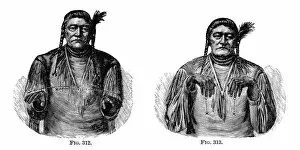 NATIVE AMERICANS: SIGN LANGUAGE. The Shoshone chief Tendoy using signs to communicate with Huerito, an Apache chief