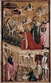 THE NATIVITY. And Adoration of the Magi. Master of the Gamier-Parry Nativity. Panel. Early 14th century