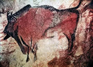 Cave Painting Prints: Print of Standing Bull Bison from Altamira Cave, c10,000 B.C