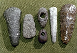 NEOLITHIC TOOLS. Neolithic stone and flint tools found in Essex, England, c2700-1800 B.C NEOLITHIC TOOLS. Neolithic stone and flint tools found in Essex, England, c2700-1800 B.C